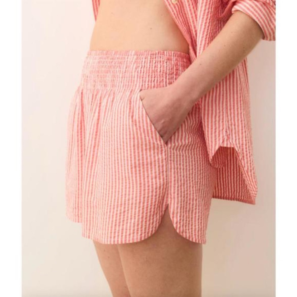 Marine Layer Cali Seersucker Striped High Waist Shorts Medium - Picture 3 of 9
